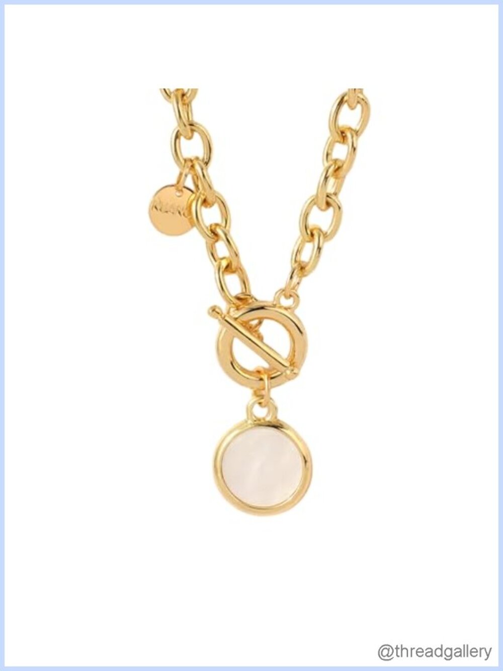 14K Filled Gold Flower Toggle Necklace Paperclip Chain Pendant Choker
